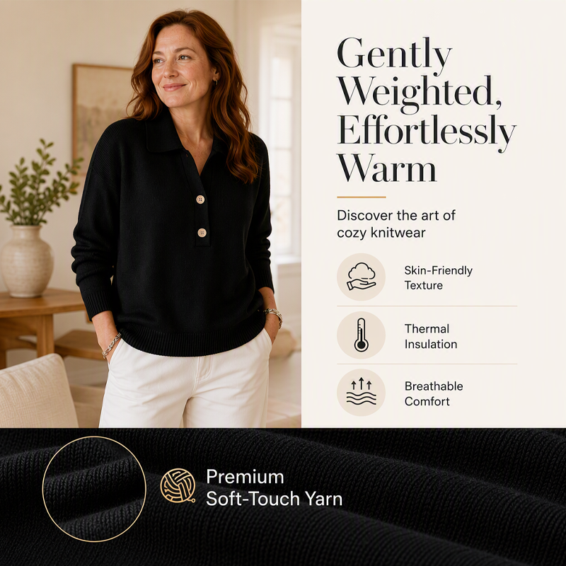 Pull en maille élégant à col à revers pour femme