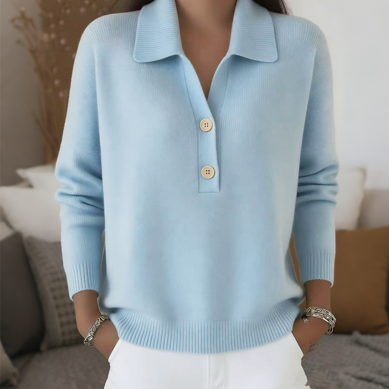 Pull en maille élégant à col à revers pour femme