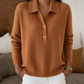 Pull en maille élégant à col à revers pour femme