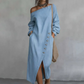 Robe en jean pour femme à épaules dénudées