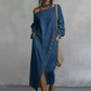 Robe en jean pour femme à épaules dénudées