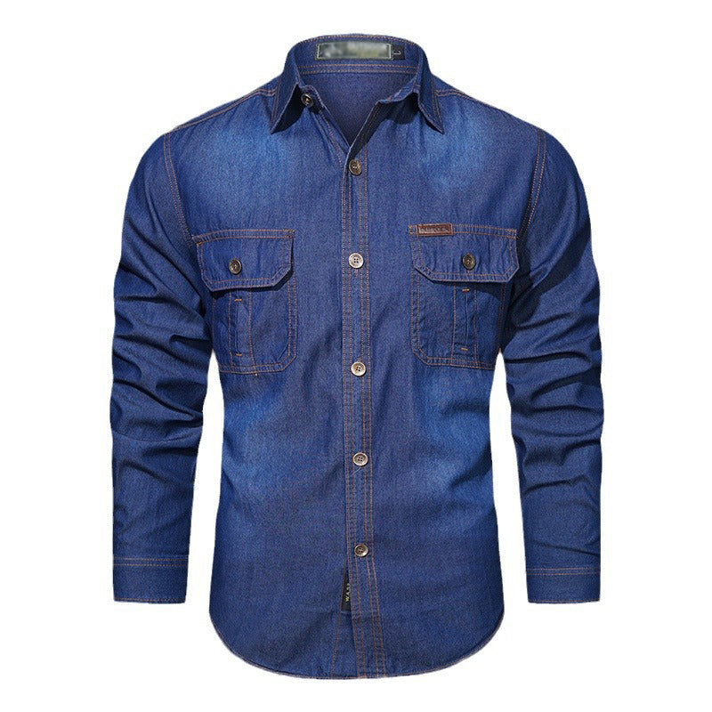 Chemise en Jean à Manches Longues Décontractée pour Homme
