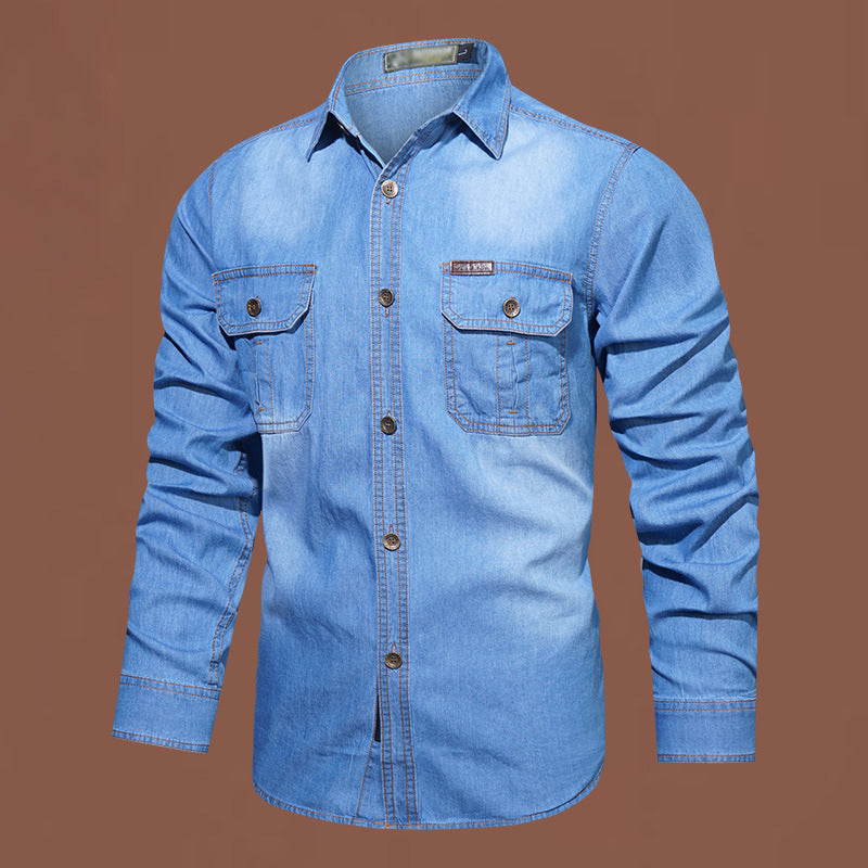 Chemise en Jean à Manches Longues Décontractée pour Homme