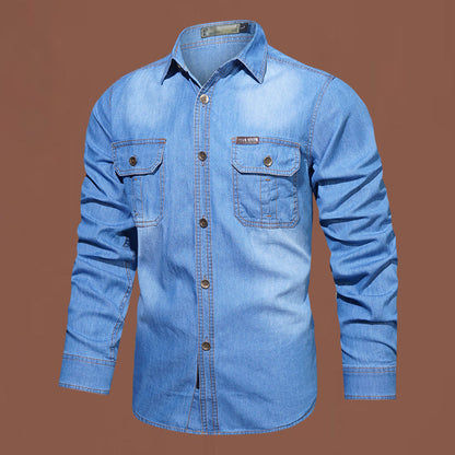 Chemise en Jean à Manches Longues Décontractée pour Homme