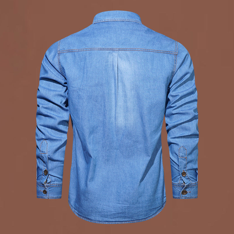Chemise en Jean à Manches Longues Décontractée pour Homme
