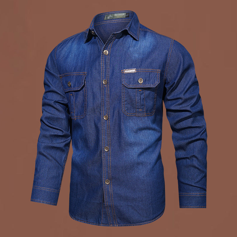 Chemise en Jean à Manches Longues Décontractée pour Homme