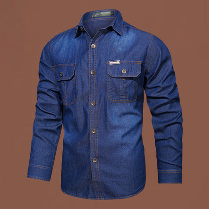 Chemise en Jean à Manches Longues Décontractée pour Homme