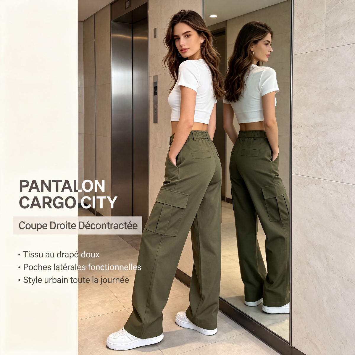 🍃Pantalons cargo décontractés unis à multiples poches