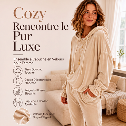 Sweat à capuche en velours décontracté pour femme