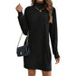 Robe pull pour femme à col roulé côtelé et manches longues