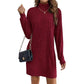 Robe pull pour femme à col roulé côtelé et manches longues