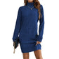 Robe pull pour femme à col roulé côtelé et manches longues