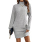 Robe pull pour femme à col roulé côtelé et manches longues