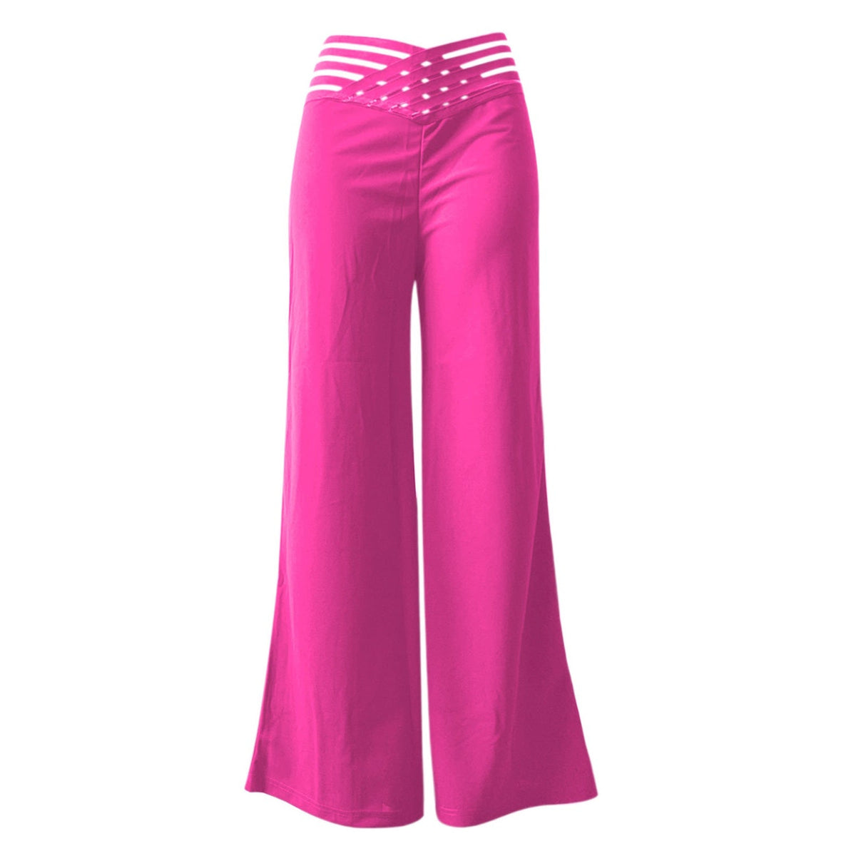 Pantalon large décontracté à taille haute pour femme