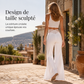 Pantalon large décontracté à taille haute pour femme