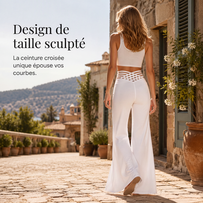 Pantalon large décontracté à taille haute pour femme