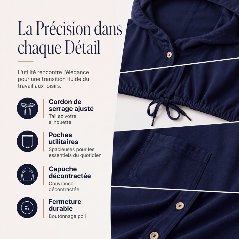 Veste à capuche décontractée pour femme avec ourlet à cordon de serrage