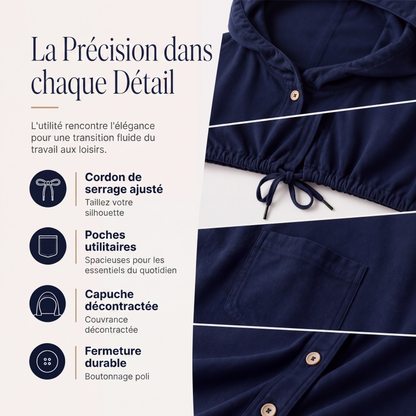 Veste à capuche décontractée pour femme avec ourlet à cordon de serrage