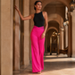 Pantalon large décontracté à taille haute pour femme