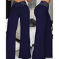 Pantalon large décontracté à taille haute pour femme