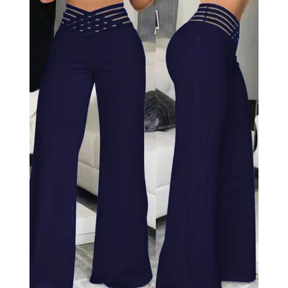 Pantalon large décontracté à taille haute pour femme