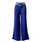 Pantalon large décontracté à taille haute pour femme