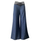 Pantalon large décontracté à taille haute pour femme