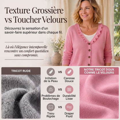 Cardigan en maille à col volanté pour femme