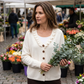 Cardigan en maille à col volanté pour femme