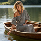 Robe longue rayée à une épaule pour femme