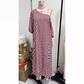 Robe longue rayée à une épaule pour femme