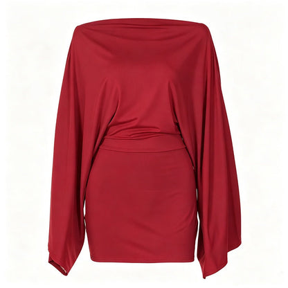 Robe moulante pour femme à épaules dénudées et manches chauve-souris