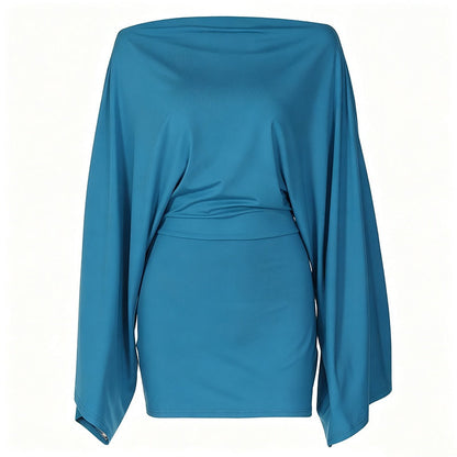 Robe moulante pour femme à épaules dénudées et manches chauve-souris