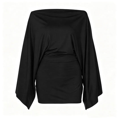 Robe moulante pour femme à épaules dénudées et manches chauve-souris