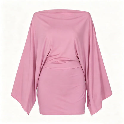 Robe moulante pour femme à épaules dénudées et manches chauve-souris