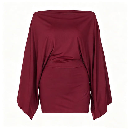 Robe moulante pour femme à épaules dénudées et manches chauve-souris