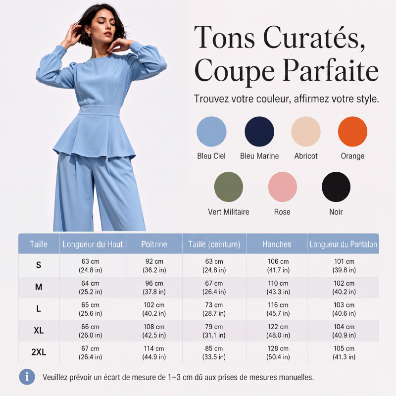 Ensemble élégant pour femme : haut à manches bouffantes et pantalon large