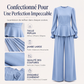 Ensemble élégant pour femme : haut à manches bouffantes et pantalon large