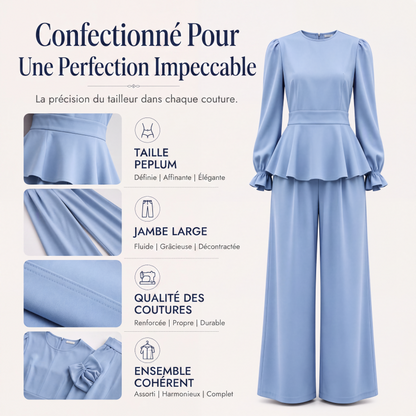 Ensemble élégant pour femme : haut à manches bouffantes et pantalon large