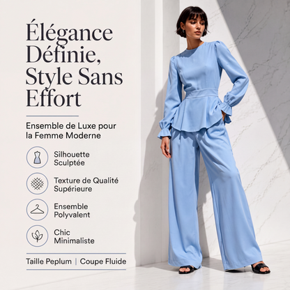 Ensemble élégant pour femme : haut à manches bouffantes et pantalon large