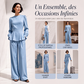 Ensemble élégant pour femme : haut à manches bouffantes et pantalon large