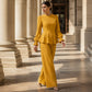 Ensemble élégant pour femme : haut à manches bouffantes et pantalon large
