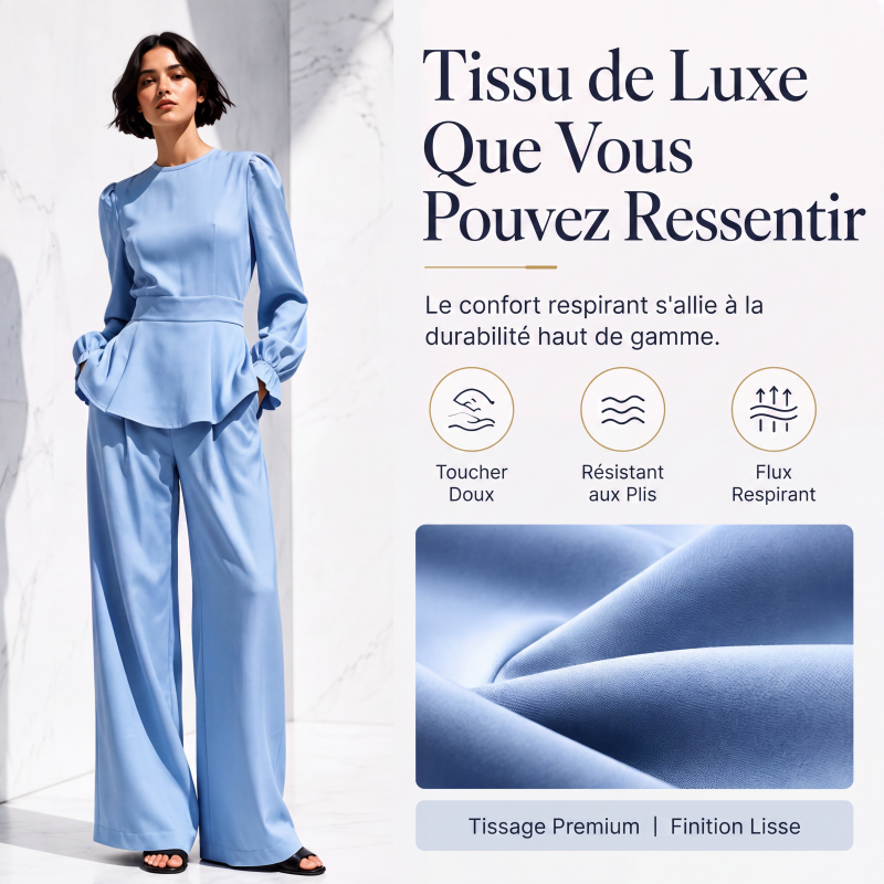 Ensemble élégant pour femme : haut à manches bouffantes et pantalon large