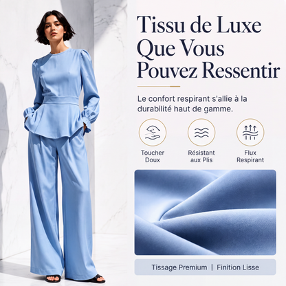 Ensemble élégant pour femme : haut à manches bouffantes et pantalon large
