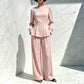Ensemble élégant pour femme : haut à manches bouffantes et pantalon large