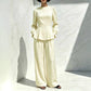 Ensemble élégant pour femme : haut à manches bouffantes et pantalon large