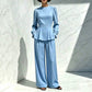 Ensemble élégant pour femme : haut à manches bouffantes et pantalon large