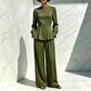 Ensemble élégant pour femme : haut à manches bouffantes et pantalon large