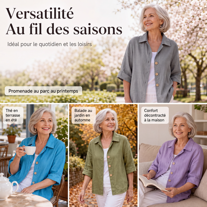 Chemise boutonnée oversize rétro pour femme
