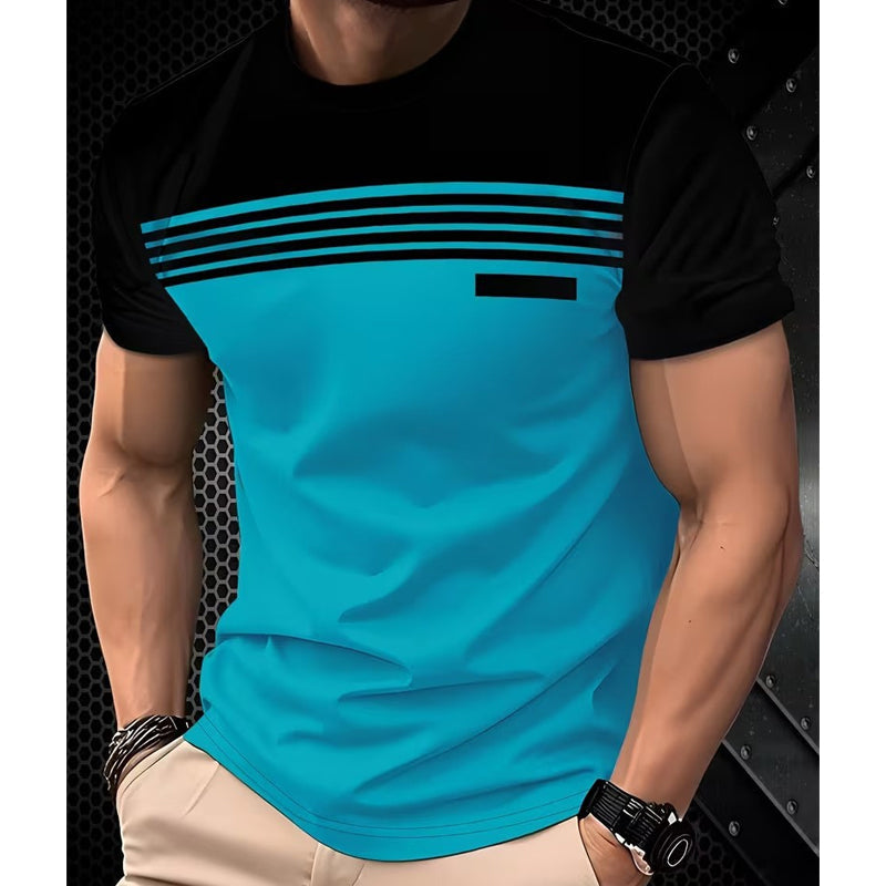 T-shirt décontracté pour homme à col rond et manches courtes avec imprimé